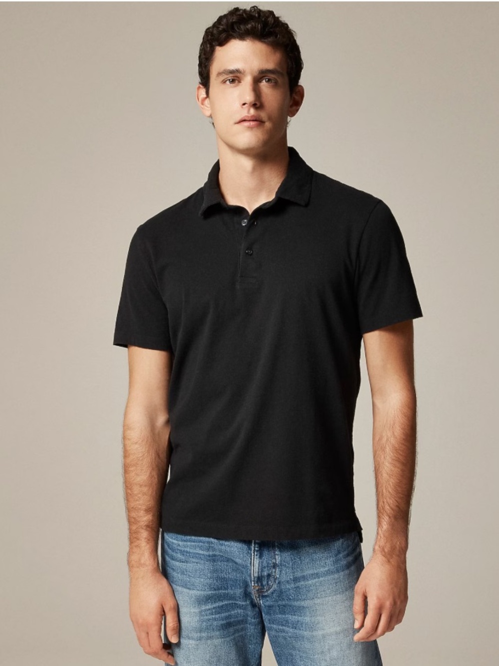 J. Crew Sueded Cotton Polo Shirt- Black